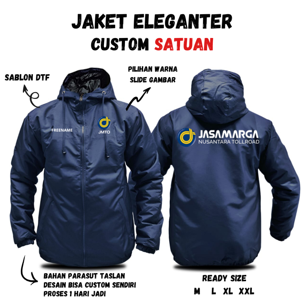 Jual Jaket Eleganter JASAMARGA - Jaket Custom JASAMARGA Desain Terbaru Parasut Semi Waterproof