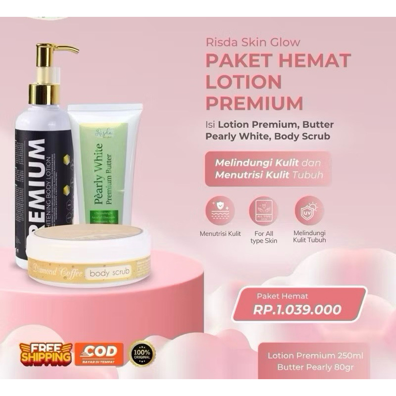 (TERMANTUL) PAHE LOTION PREMIUM 250ml & NEW BUTTER PERLY RISDA SKIN GLOW RSD Pemutih Badan (Free GIF