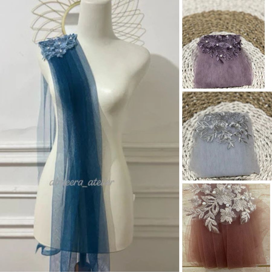 Selendang kebaya brukat COD READY Selendang Kebaya Tille Polos Selendang Kebaya Lamaran  Selendang K