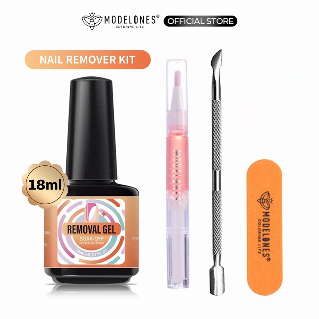 Gel Polish Remover Kit 4 Items Pack Kutek Gel Remover Vitamin Kuku Mini Kikir Kuku Pendorong Kutikul