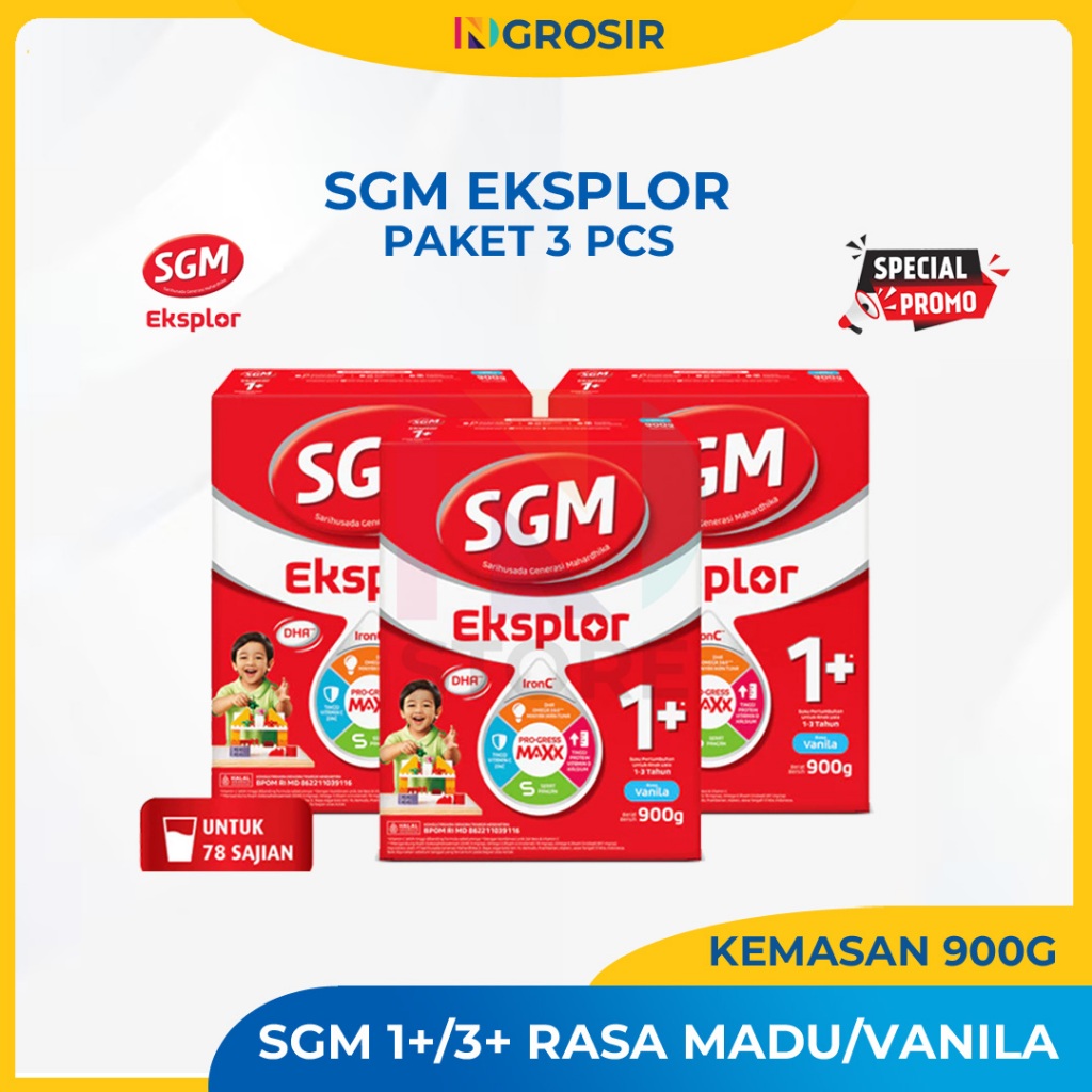 (PROMO SPESIAL) SGM 1+ 3+ RASA MADU/VANILA KEMASAN 900GR PAKET 3PCS