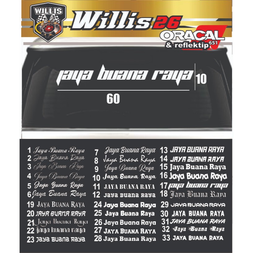 Stiker Custom Nama Mobil / Sticker Mobil Nama / Stiker Mobil Nama Kostum / Sticker Nama Mobil