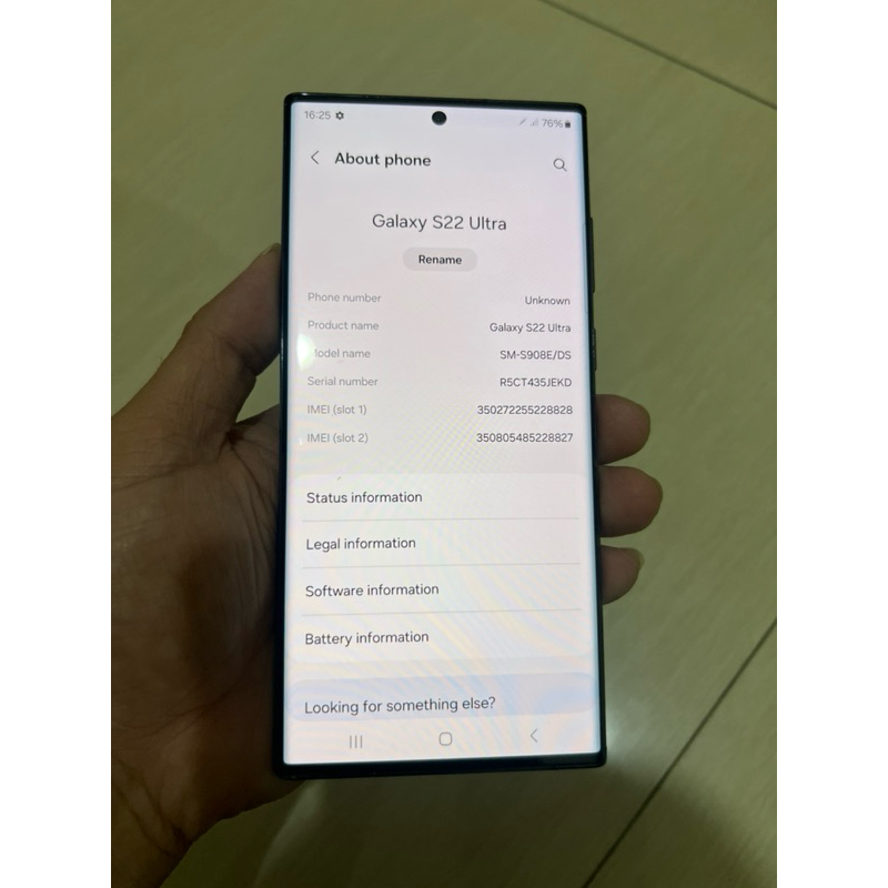 Samsung Galaxy S22 Ultra 5G 12/256GB Ex Inter Bekas Non Cukai