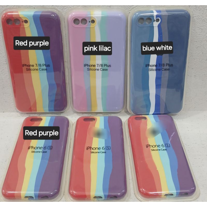 Iphone 6|7/8plus|Silicone Case Rainbow pelangi Full Cover.