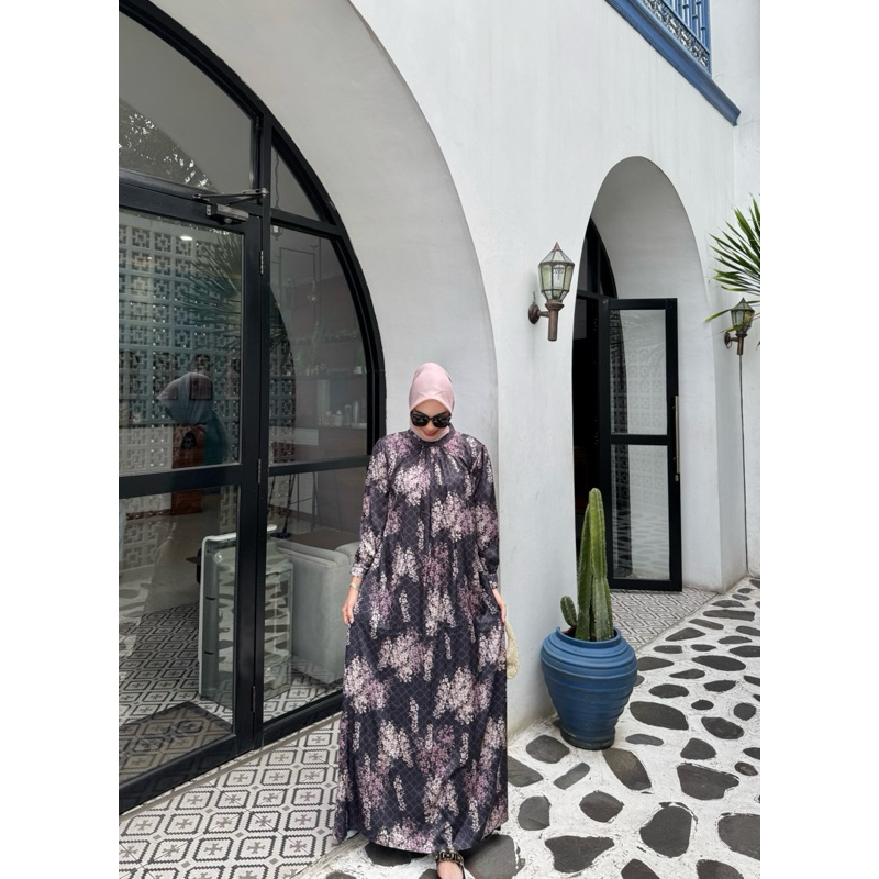 Zaabin - Laily Dress Sutra Silk Premium Gamis Muslim Wanita Motif