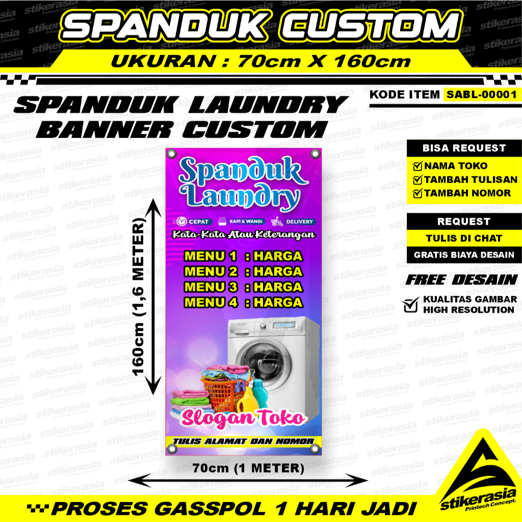 CETAK SPANDUK CUSTOM LAUNDRY CETAK BANNER CUSTOM JASA CUCI MENCUCI SPANDUK MESIN CUCI KINCLONG JASA 