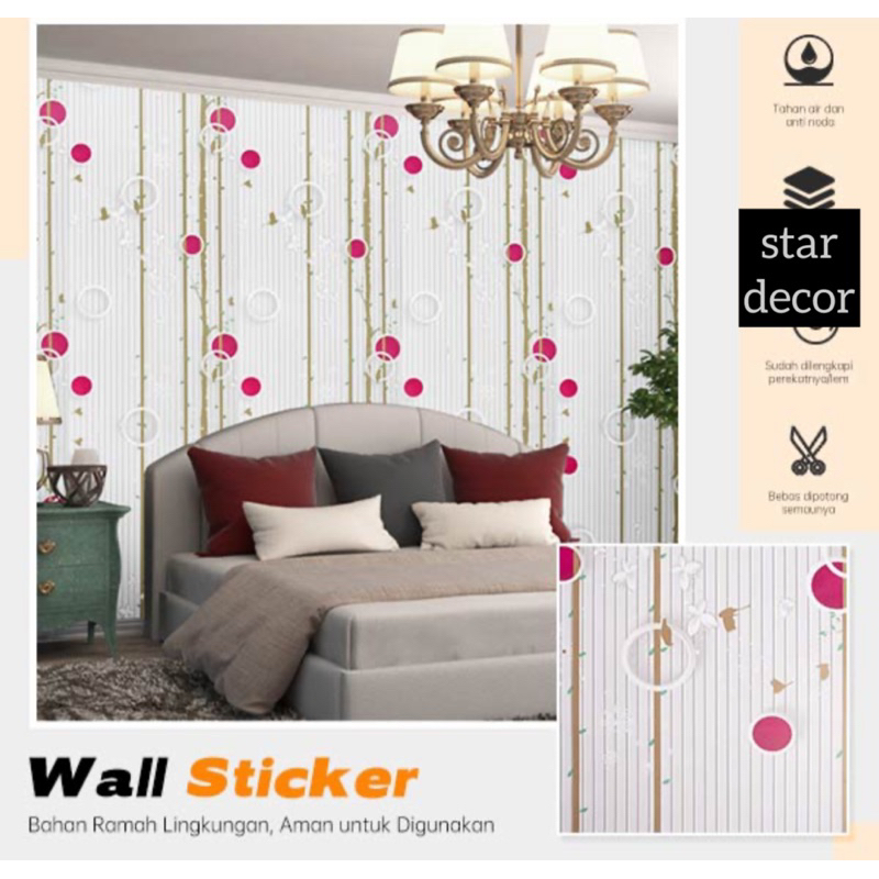 Wallpaper stiker dinding (sudah ada lem perekat)