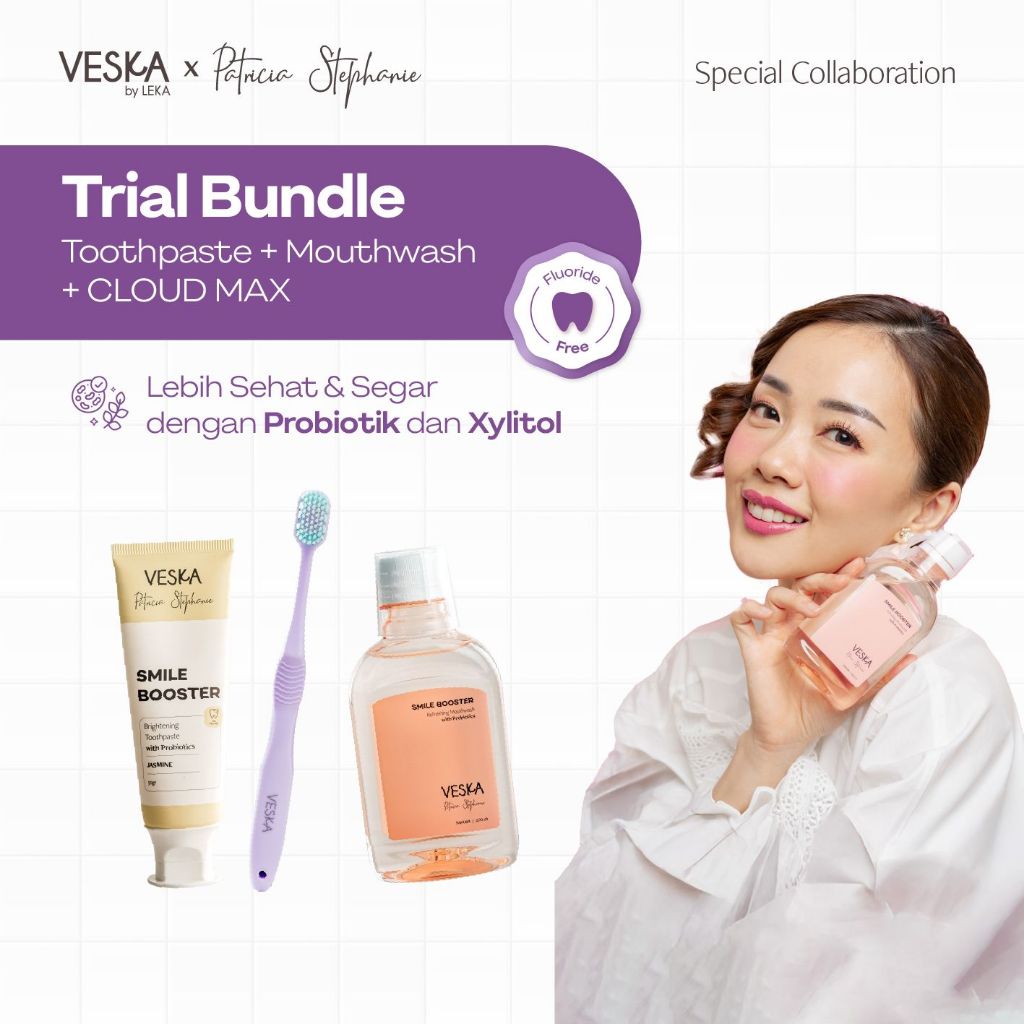 Veska by LEKA x Patricia Stephanie - Trial Bundle Pasta Gigi & Obat Kumur - Tanpa Fluoride Dengan Pr