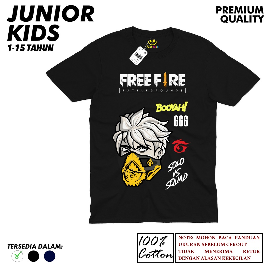 Kaos Anak Junior 1-15 Tahun FREE FIRE Tiktok Viral Baju Katun