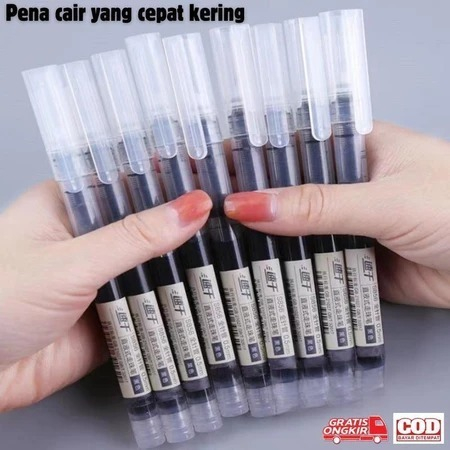 

(BISA COD) 100 PCS Pulpen Gel, Bolpoint Cairan Kapasitas Besar , Pulpen Cair Cepat Kering Pulpen Gel Hitam Biru Merah