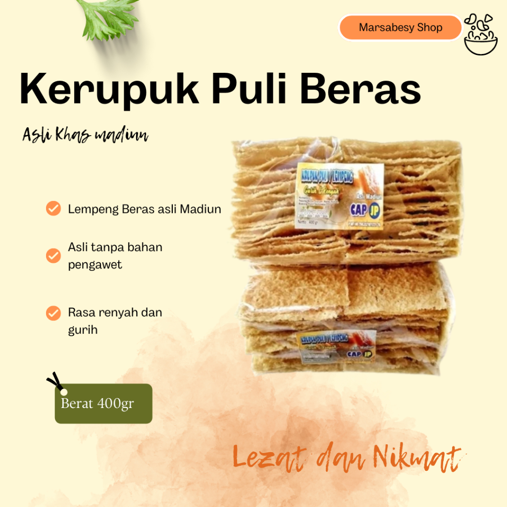 

NEW Kerupuk Puli Beras Renyah JP Lempeng Asli Madiun 400g MURAH BERKUALITAS