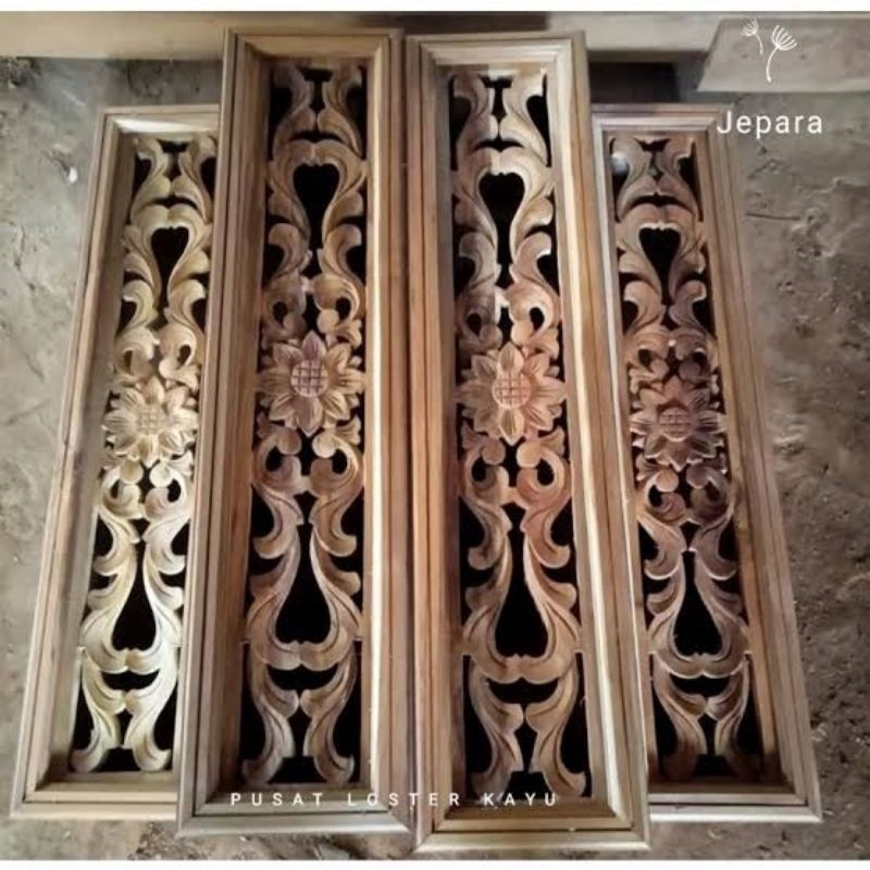 loster panjang kayu jati ukiran matahari