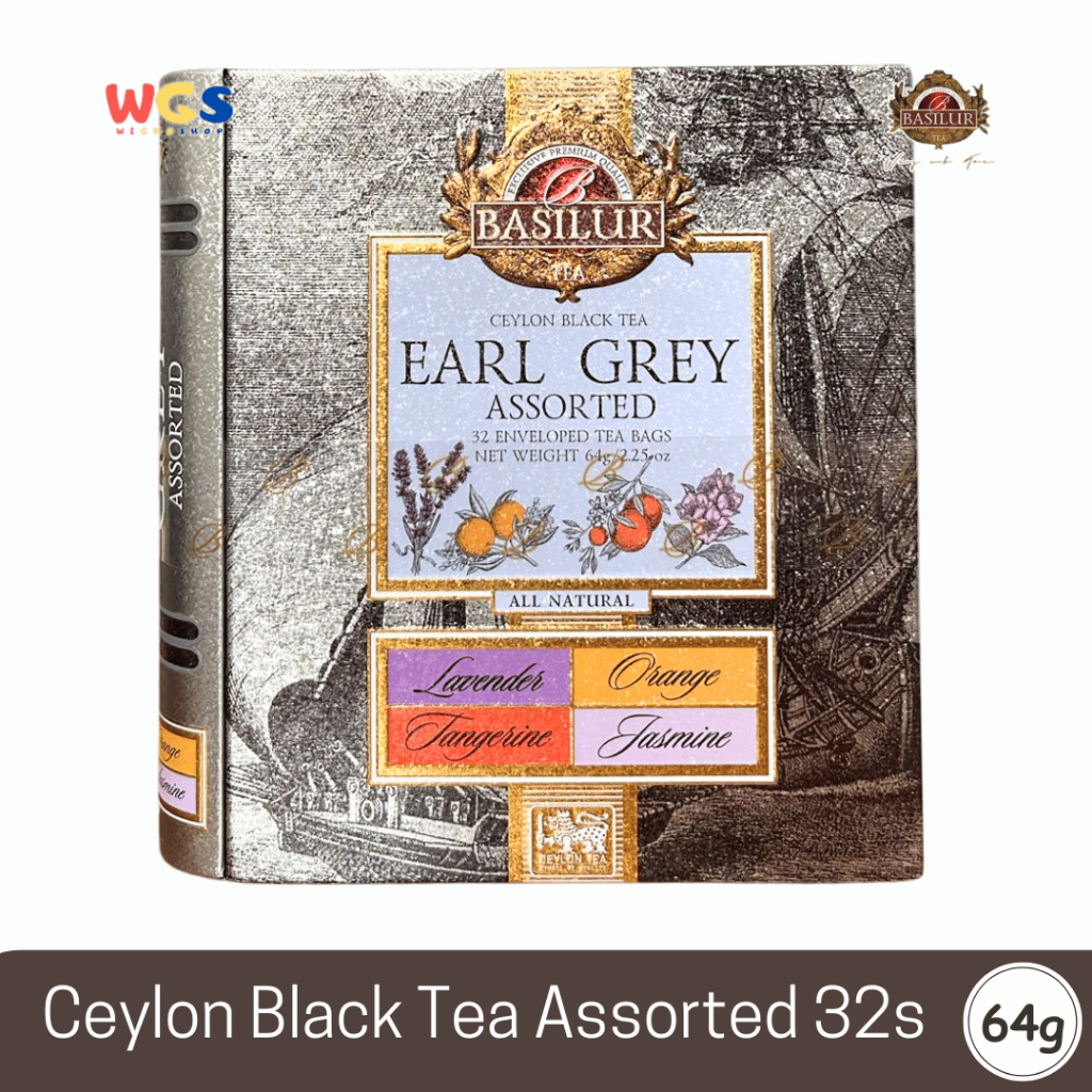 

Basilur Earl Grey Assorted Teh Hitam Ceylon 64g (32 Tea Bags) – Lavender, Orange, Jasmine, Tangerine