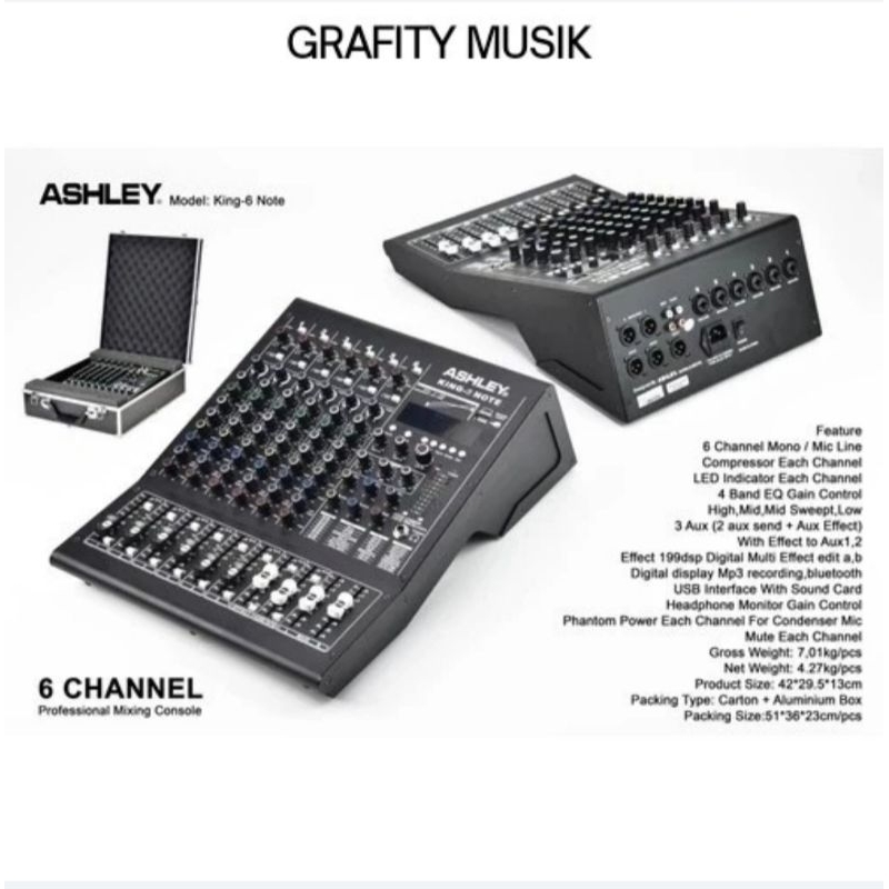 Mixer Audio Ashley KING 6 NOTE KING 6NOTE 6 Channel Original