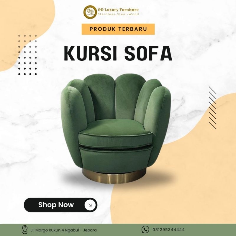 Kursi putar Model Kerang/ kursi sofa/ kursi sofa kerang/ kursi sofa stainless