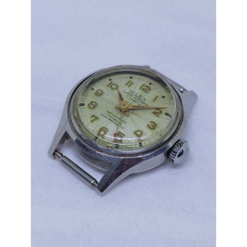 Jam tangan antik vintage militarywatch Milex super automatic 17jewels swiss made bidynator classic a