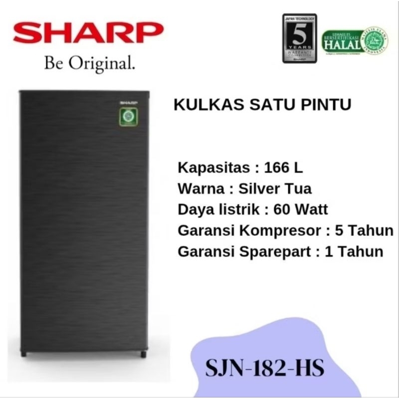 (KARGO) SHARP Kulkas Satu Pintu Jumbo Kapasitas 166Liter SJN-182NHS Garansi Resmi / Kulkas Sharp Sat