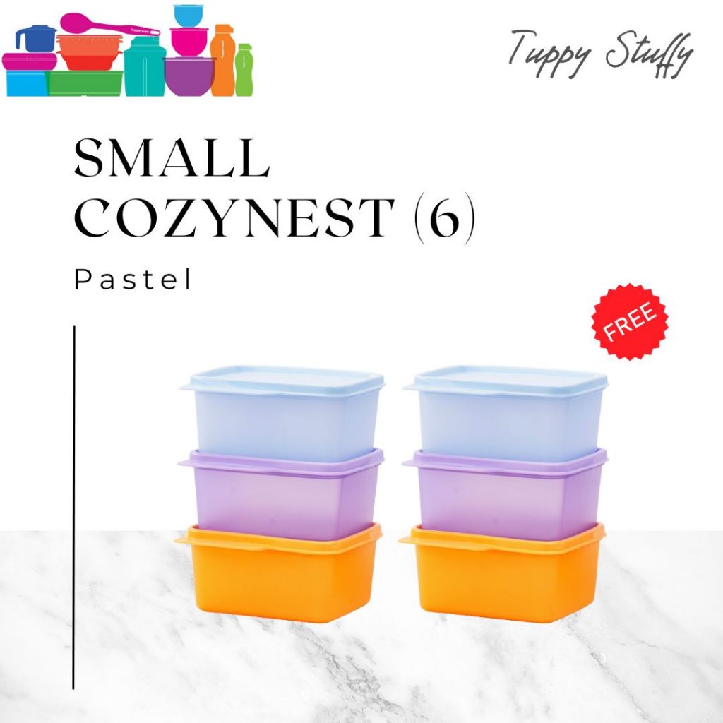 Tupperware CozyNest small (6)free gift mix colour|Toples makanan set ori/Wadah penyimpanan di kulkas