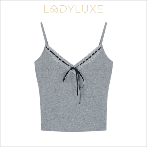 Ladyluxe - Br249 Tanktop | Tanktop Bra Rib Renda Pita Wanita Tali Spaghetti Crop Top Atasan Korean