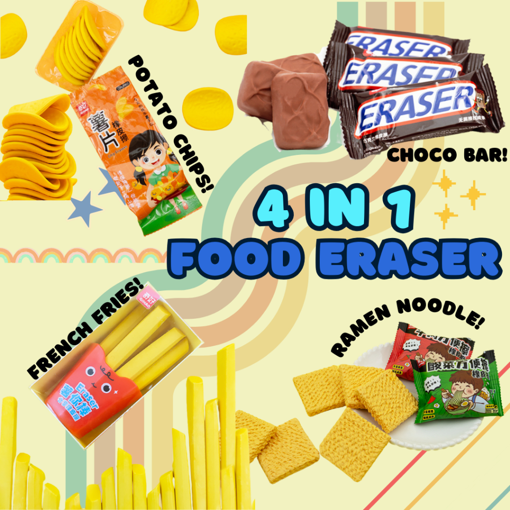 

(HARGA PER PC) FOOD ERASER Penghapus karakter makanan bentuk kentang coklat ramen mie potato chips