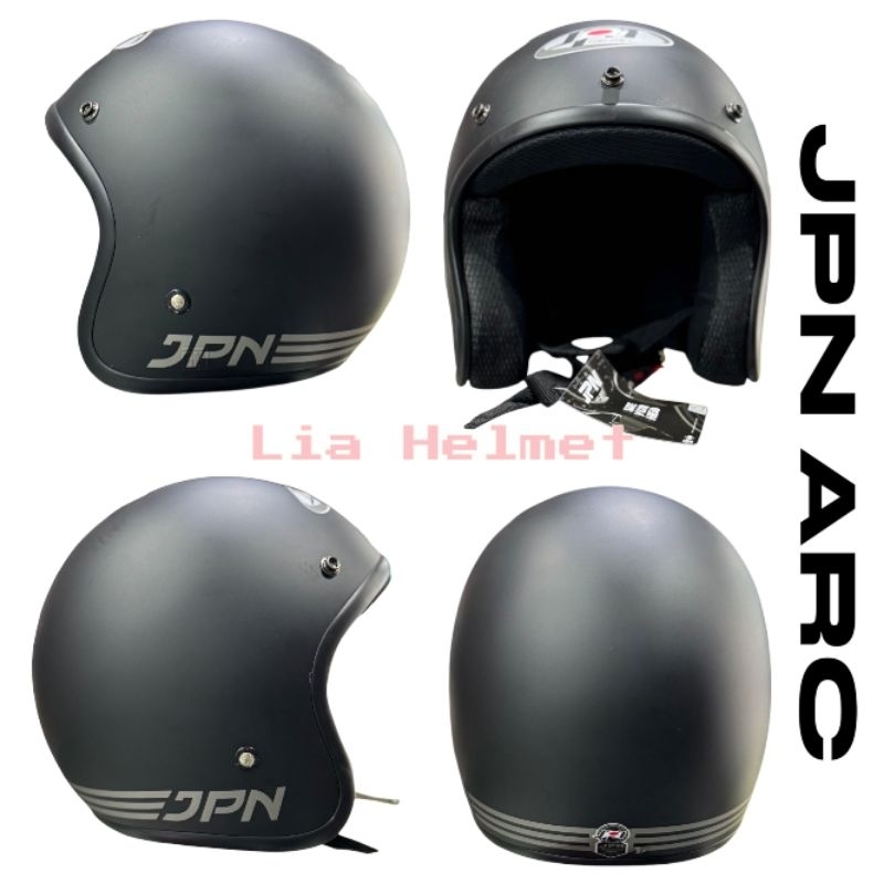 Helm Retro JPN ARC Hitam Doff / JPN ARC Hitam Dop / JPN ARC Original