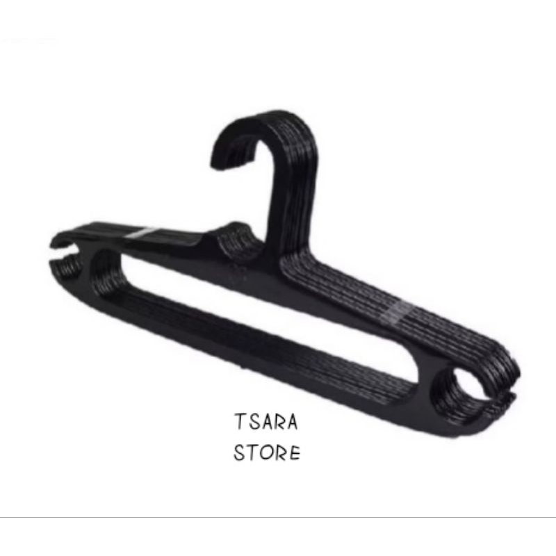12PCS HANGER BAJU/ HANGER HITAM/ HANGER BAJU DEWASA/ GANTUNGAN BAJU PLASTIK TEBAL /HANGER PLASTIK MU