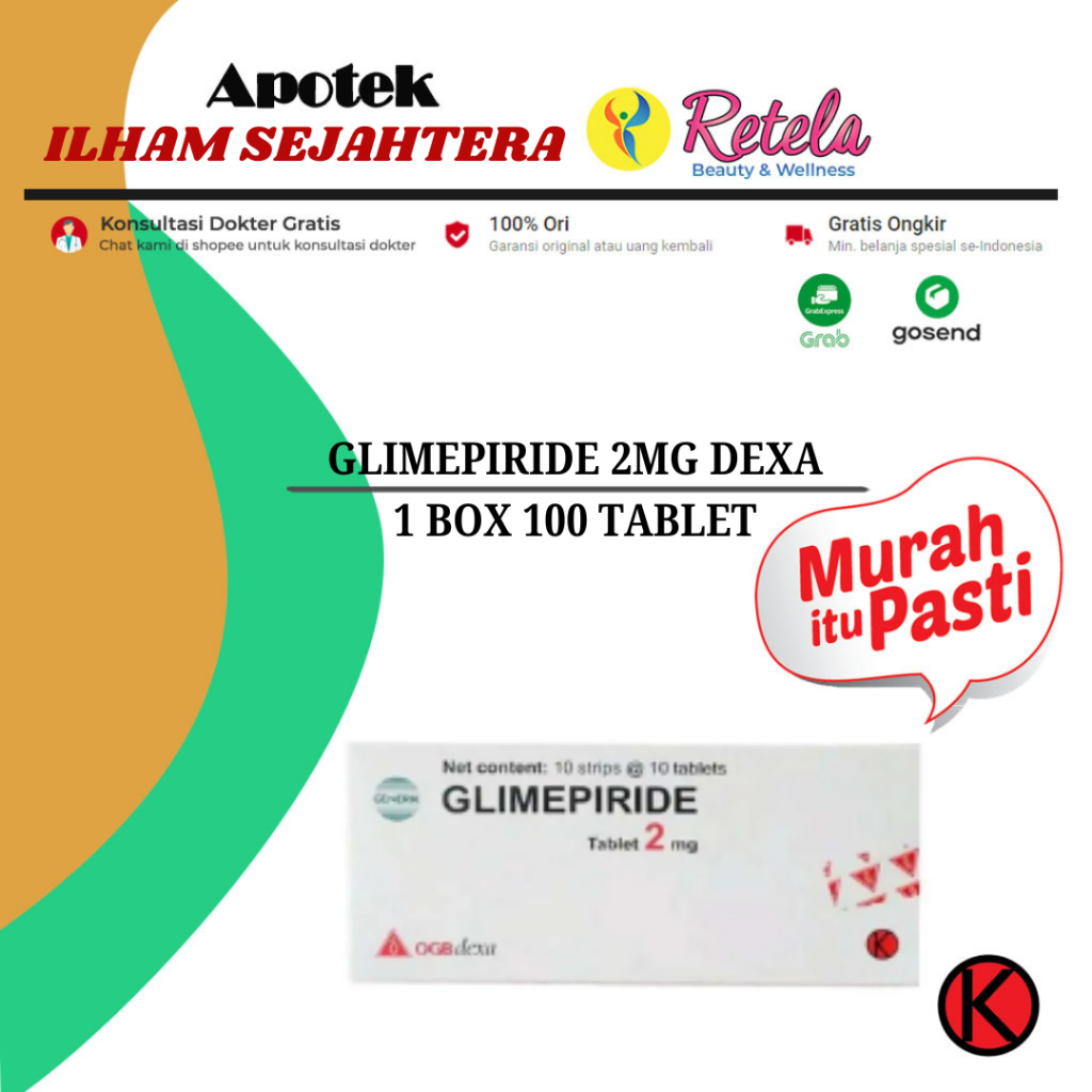 GLIMEPIRIDE 2 MG DEXA 1 BOX 100 TABLET