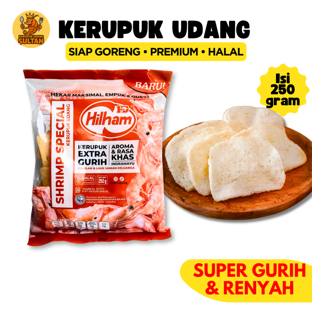 

Kerupuk Udang Mentah HG Siap Goreng – HALAL, Premium, Tanpa Jemur, 250g