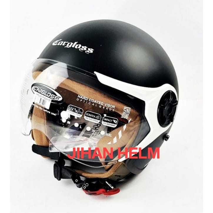 HELM CEWEK HIJAB CARGLOSS HALF FACE / HELM CARGLOSS YRH BLACK DOFF ORIGINAL SNI TERLARIS