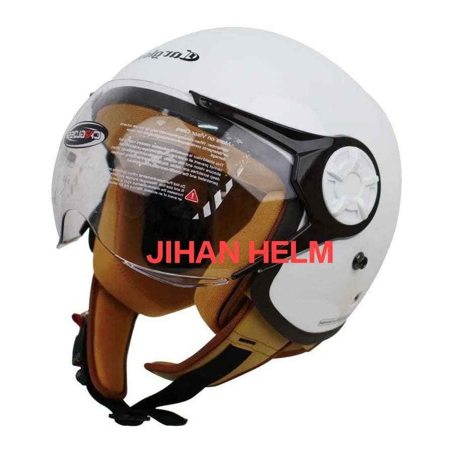 HELM CARGLOSS HIJAB WANITA / HELM HALF FACE CARGLOSS YRH WHITE ORIGINAL SNI TERLARIS