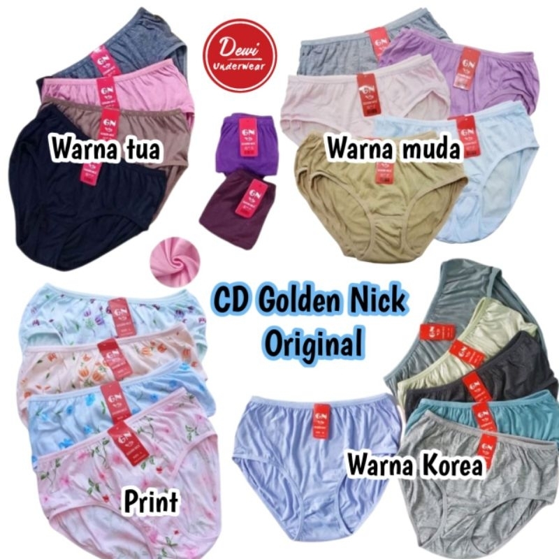 CD GN KOLOR KECIL Paket isi 6pcs, 12pcs | CD Lusinan GN 937 939 Ori |Celana Dalam Wanita Golden Nick