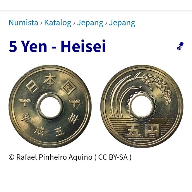 Koleksi Koin Jepang 5 Yen kinclong