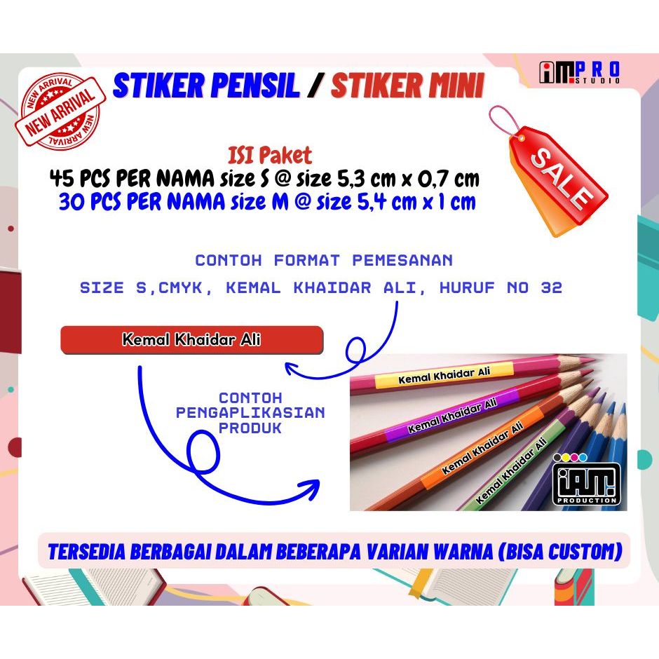

[TERMURAH] Stiker pensil / mini label nama / custom nama