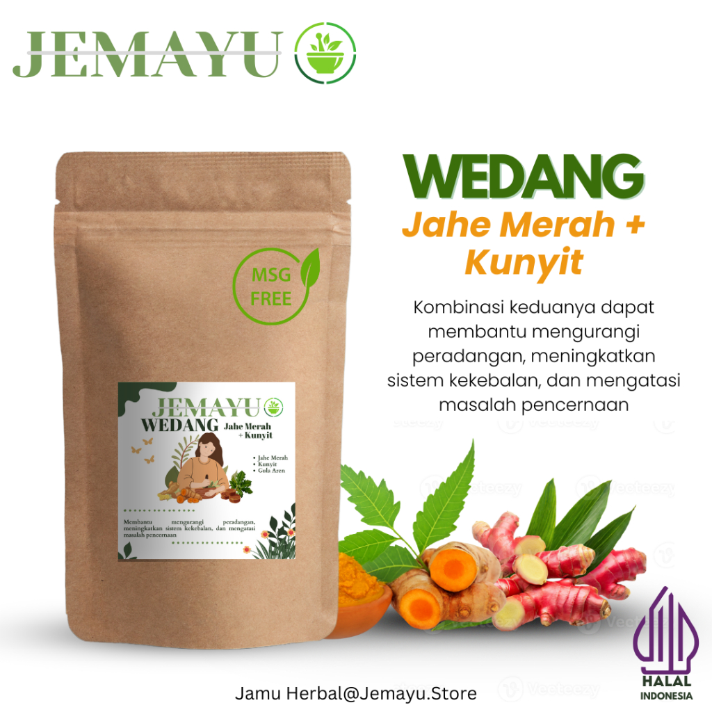 

Wedang Jahe Merah Kunyit Bubuk Murni Gula Aren Jamu Herbal Original