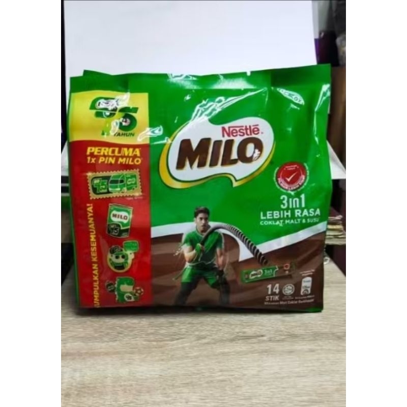 

Nestle Milo 3in1 14 Stik Stick Lebih Rasa Coklat Malt & Susu Percuma 1x Pin Exp 30/04/2026