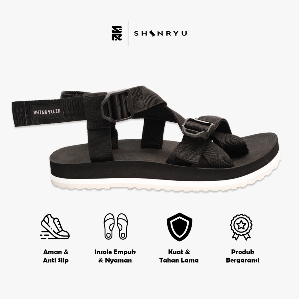 Shinryu.id | Proto Black WS | Sandal Pria | Sandal Wanita | Sandal Casual | Sandal Travelling