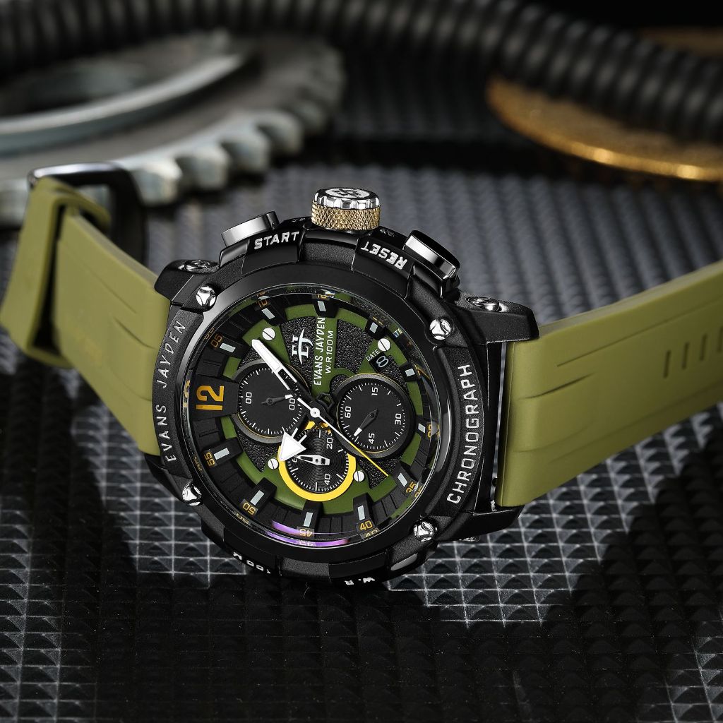 Big Sale  Jam Tangan Pria Evans Jayden 9617 Rubber Silicon Kaca Sapphire Water Resistant 5ATM