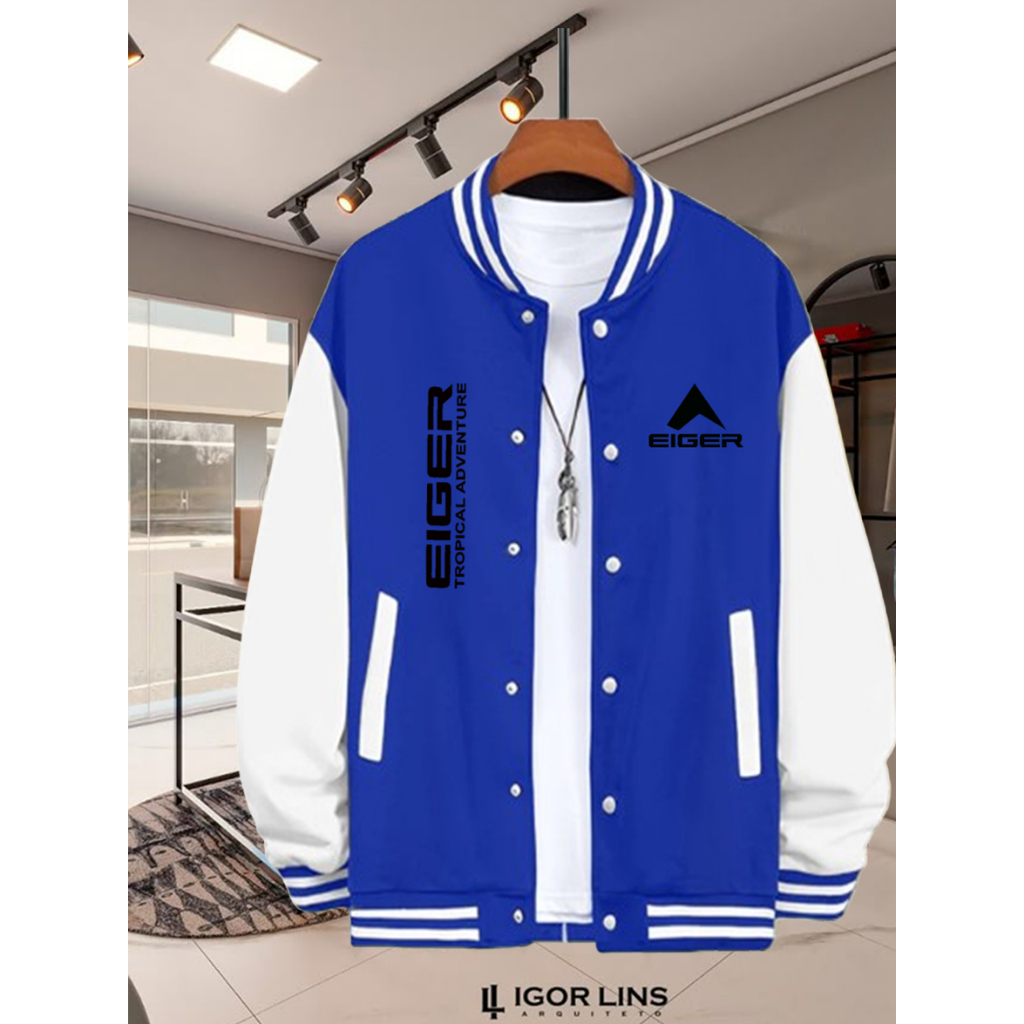 [ COD ] Jaket Baseball Varsity kancing  Logo UniQlo Text Hitam Jaket Varsity Kancing Premium Pria Wa