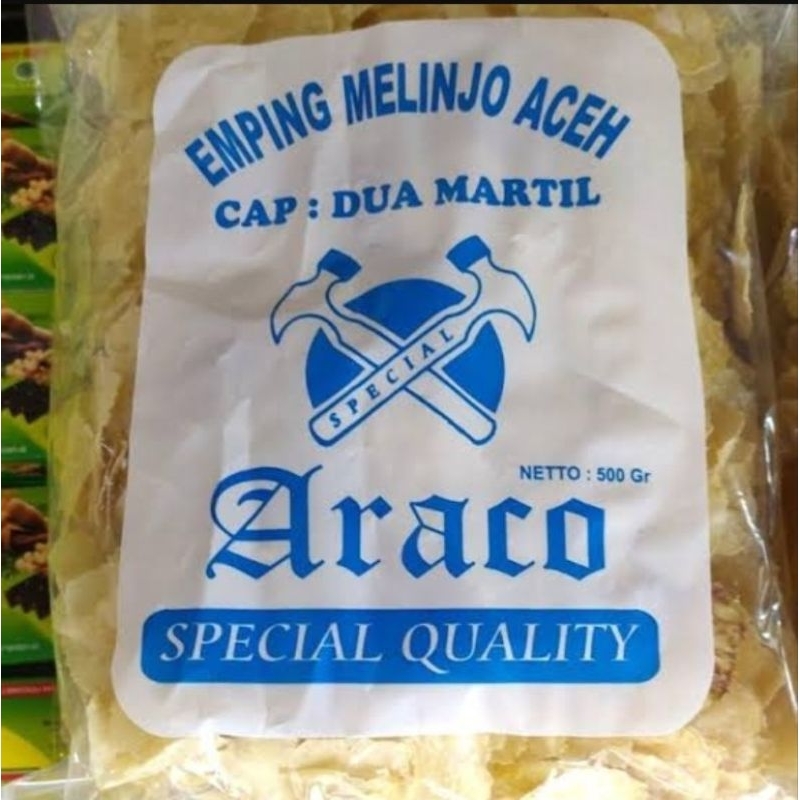 

Emping melinjo Aceh cap 2 MARTIL GRADE A super tipis asli 500 GRAM