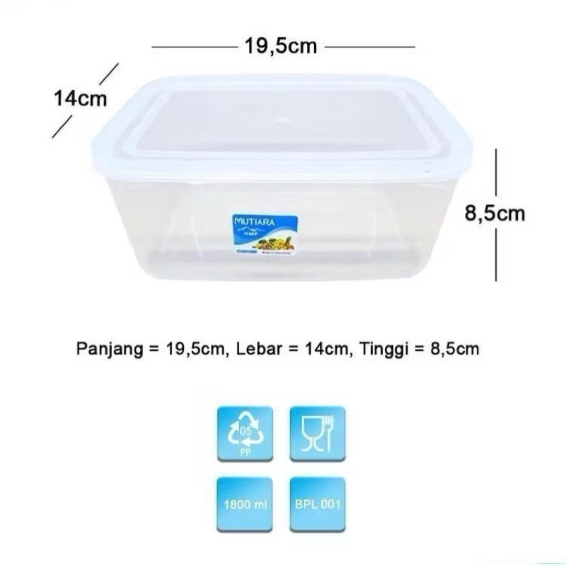 Kotak Makan 1800ml / Toples Bening Sealware MUTIARA KMP