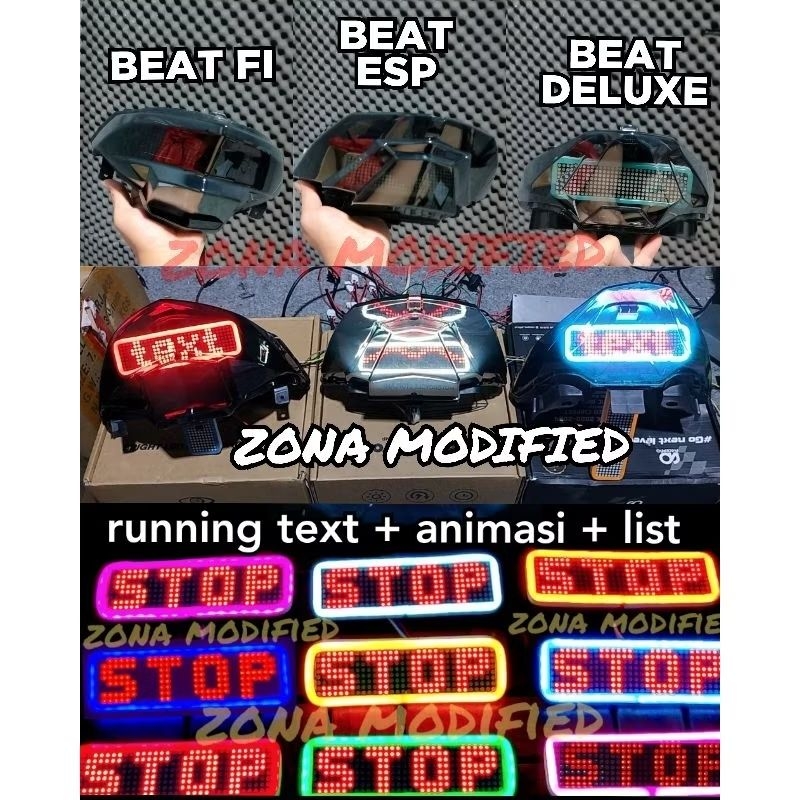 Stoplamp Running Text Berjalan Dan Animasi Plus List - 51 Mode Beat FI / Beat ESP / Beat Deluxe Gen 