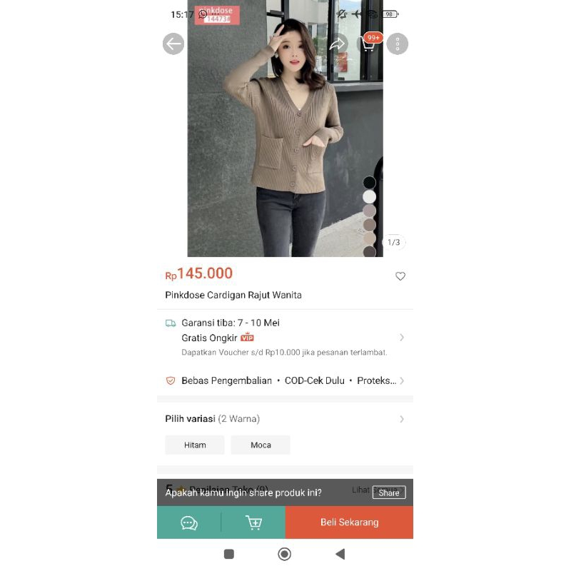 cardigan rajut pinkdose