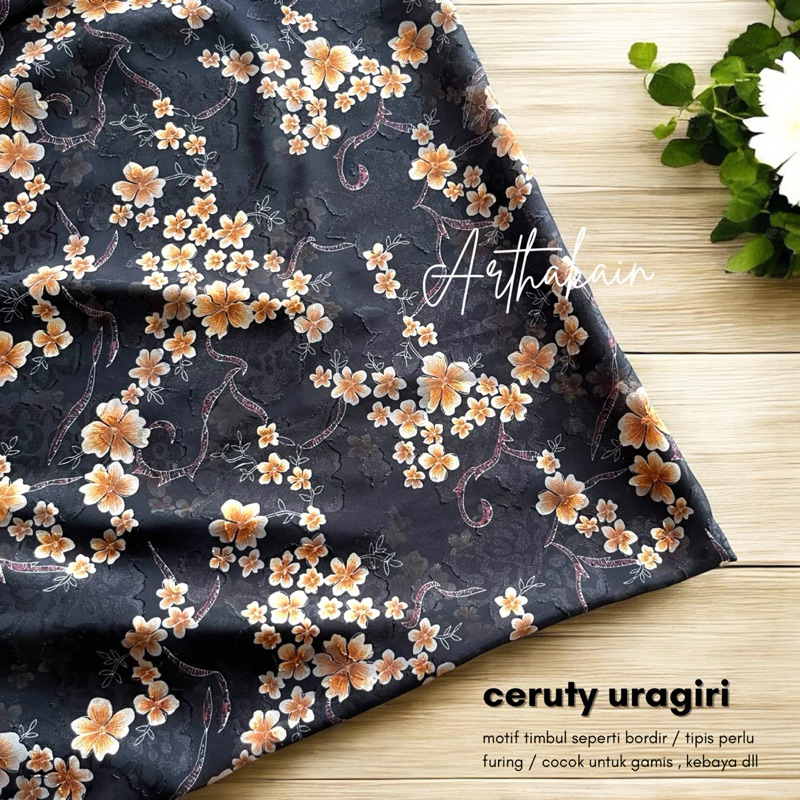 kain ceruty premium motif bunga timbul / kain ceruti uragiri motif bunga