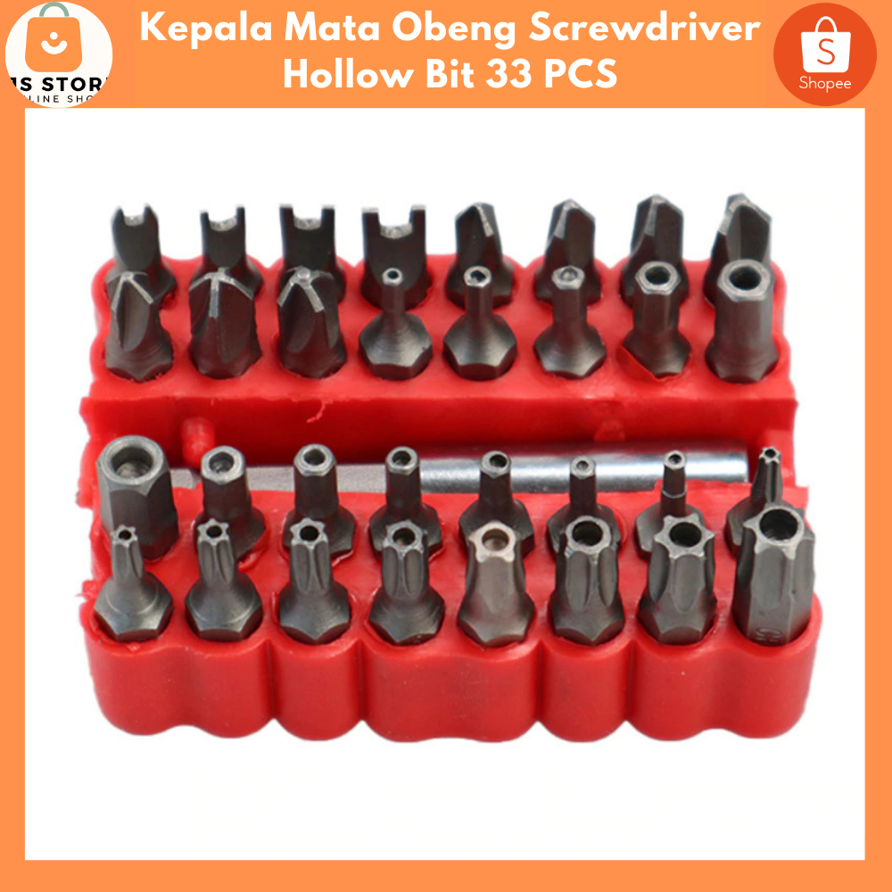 Kepala Mata Obeng Screwdriver Hollow Bit 33 PCS - J682 / Mata Obeng Shock