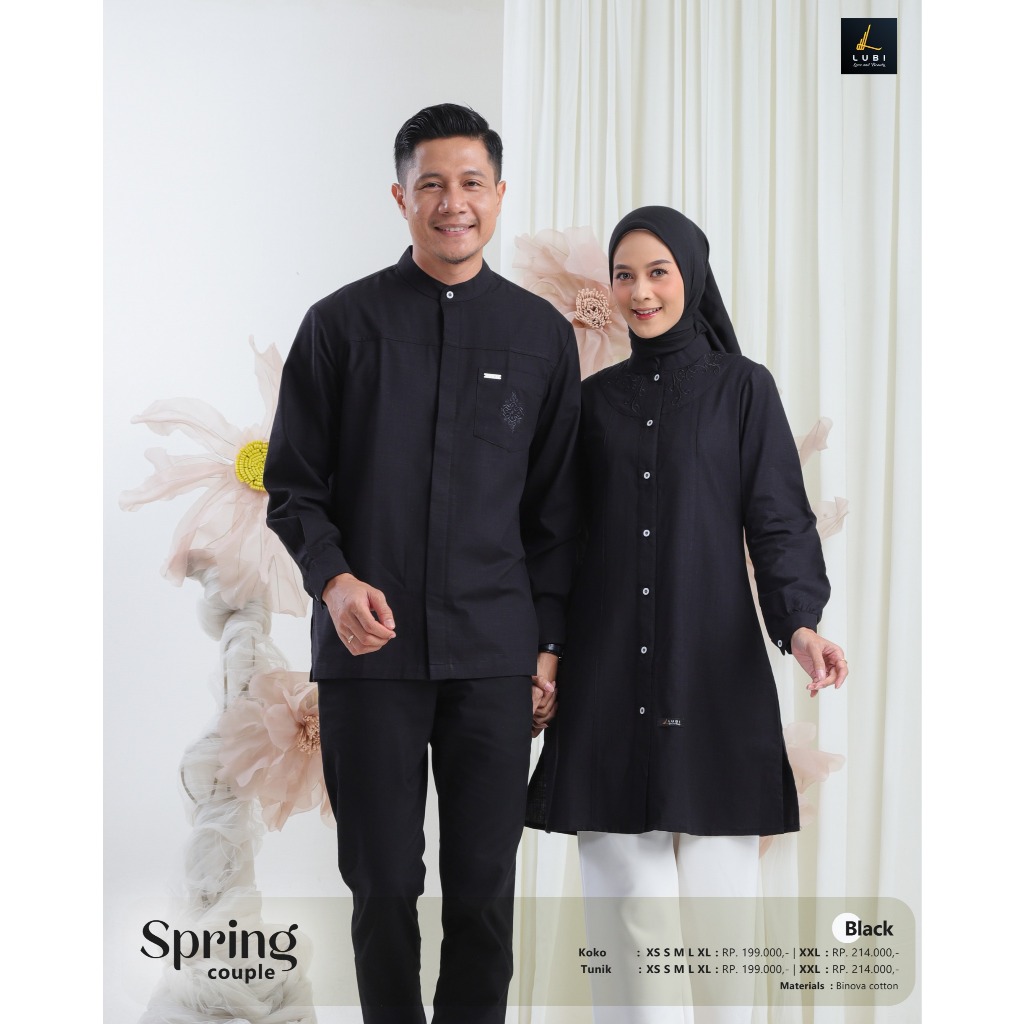 Baju Couple Pasangan Terbaru 2025 LUBI TUNIK SPRING COUPLE BLACK Tunik Wanita Hitam Tunik Kekinian C