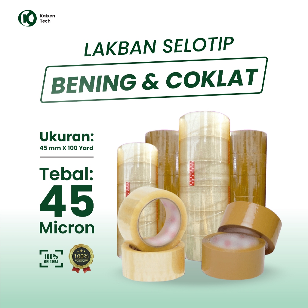 

Lakban Selotip Bening 100 Yard x 45 mm murah Kuat Tebal