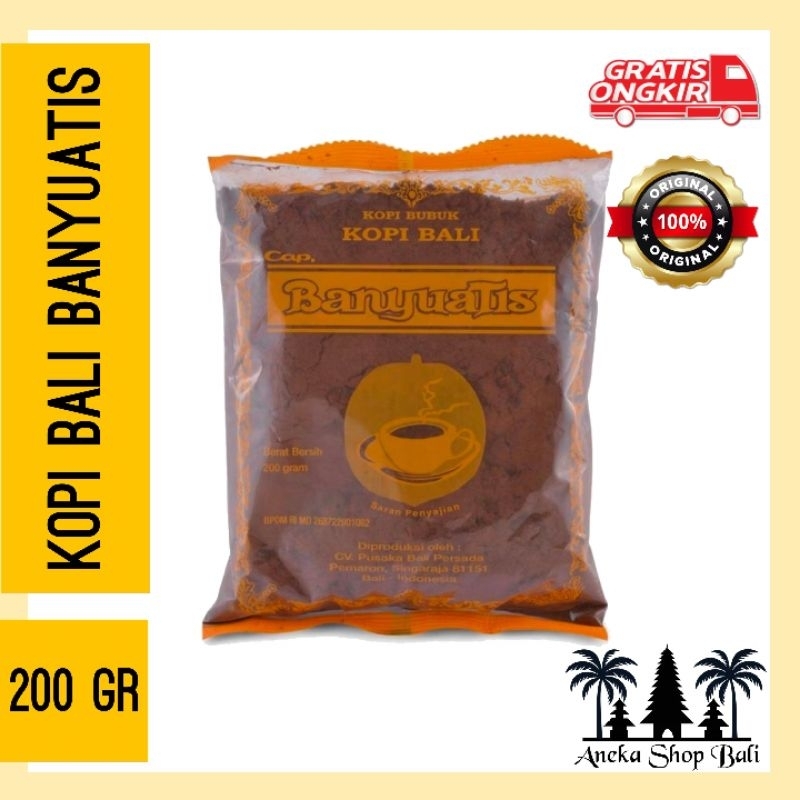 

Kopi Khas Bali Kopi Banyuatis | Kopi Bali Cap Banyuatis 100% ORIGINAL | Robusta Reguler Powder ukuran 200gr
