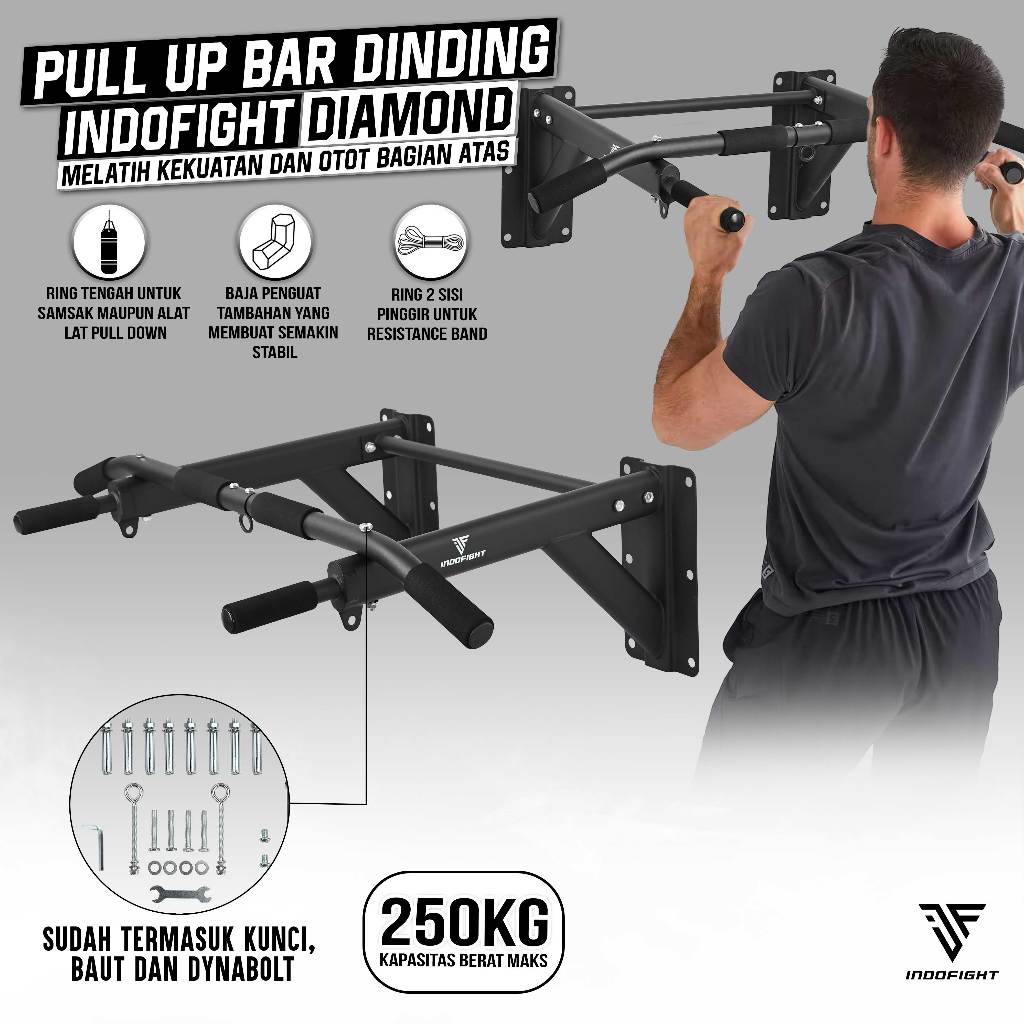 Tiang Pull Up Dinding Indofight Gantungan Chin Up di Rumah Pull Up Bar Besi Premium