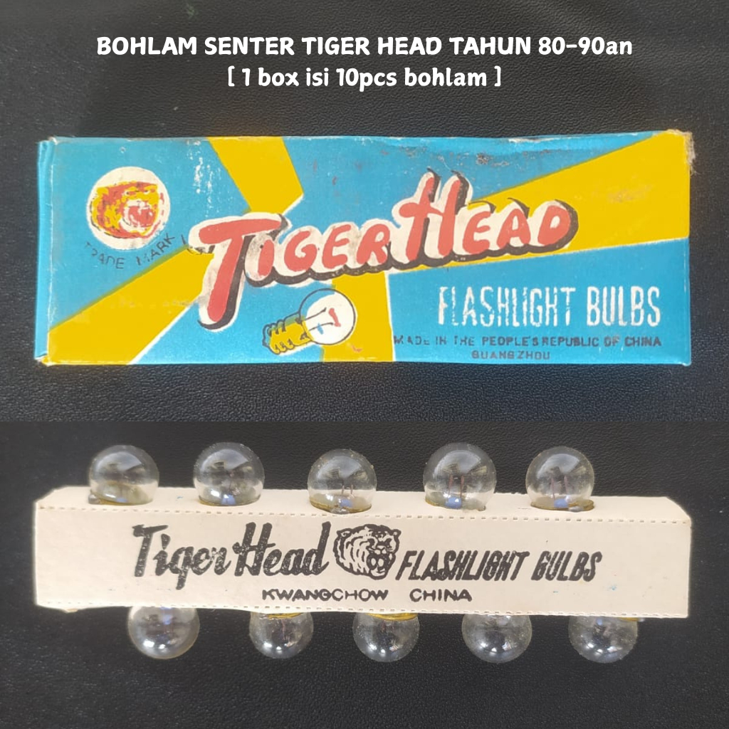 [ PASTI NYALA ] 1 BOX ISI 10 PCS BOHLAM LAMPU SENTER TIGER-HEAD TAHUN 80-90AN FLASHLIGHT BULBS