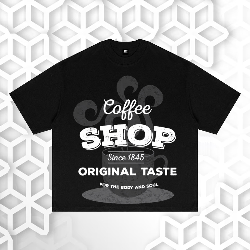 Kaos Kaos Distro Pria "COFFEE SOUL" - Desain Vintage Hitam Putih Typografi "ORIGINAL TASTE" & Kopi U